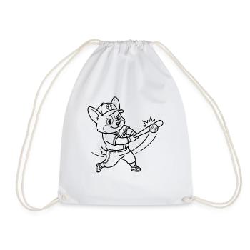 Niedlicher Corgi-Baseballspieler-Hund-Umriss - Turnbeutel - Weiß - Vorne