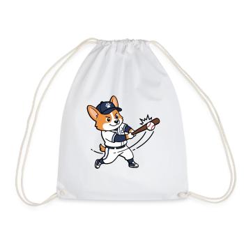 Süßer Corgi-Hund spielt Baseball, Sportliebhaber - Turnbeutel - Weiß - Vorne