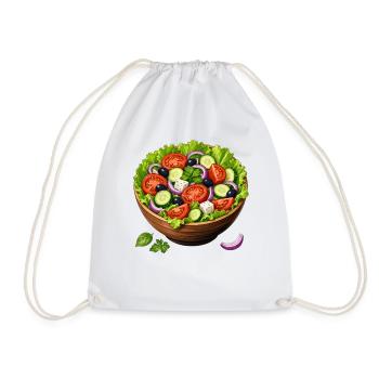 Frischer Salat Bowl Schüssel mit Gemüse - Turnbeutel - Weiß - Vorne