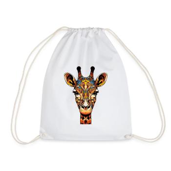 Giraffe Kopf Bunte Ornamente - Turnbeutel - Weiß - Vorne