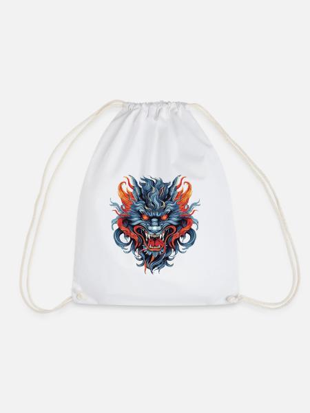 Drachenkopf Asiatischer Drache Bunt - Turnbeutel - Weiß