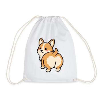 Süßer Corgi-Po Kawaii Fluffy Dog Heart Po Geschenk - Turnbeutel - Weiß - Vorne