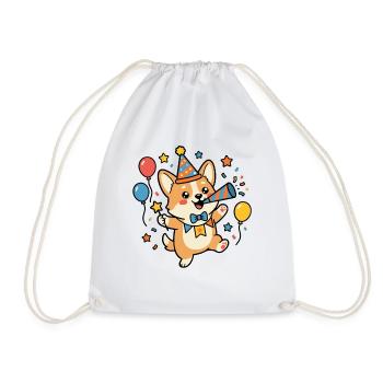 Süßes Corgi-Geburtstags-Hundeliebhaber-Geburtstagsparty-Outfit - Turnbeutel - Weiß - Vorne