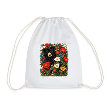 Grizzlybären-Floral-Wildtiere Naturliebhaber - Turnbeutel - Weiß - Vorne