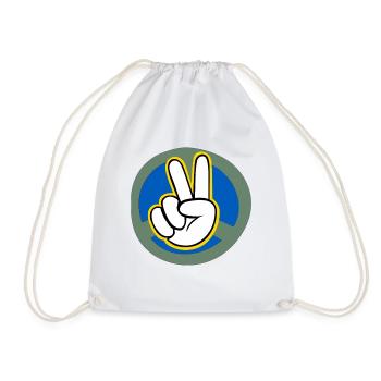 Ukraine Peace Sign Grafik mit Umrahmung - Turnbeutel - Weiß - Vorne