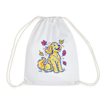 Goldendoodle Hund Herbst Hundemama Hundepapa Bunt - Turnbeutel - Weiß - Vorne