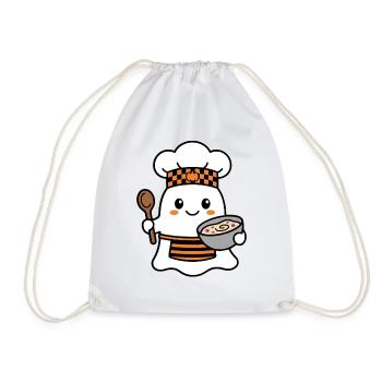 Süßer Kawaii-Geisterkoch-Koch Halloween-Bäcker - Turnbeutel - Weiß - Vorne