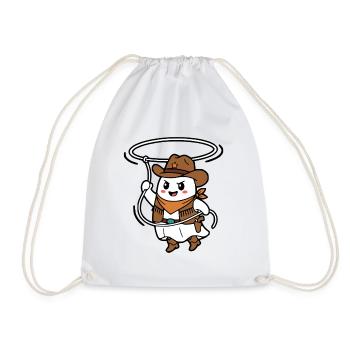 Niedlicher Kawaii-Geist-Cowboy-Halloween-Western - Turnbeutel - Weiß - Vorne