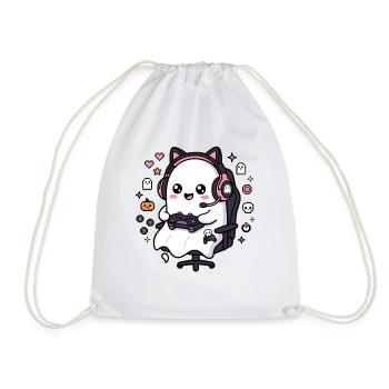 Niedliches Kawaii-Gamer-Geister-Videospiel-Ästhetik-Geschenk - Turnbeutel - Weiß - Vorne