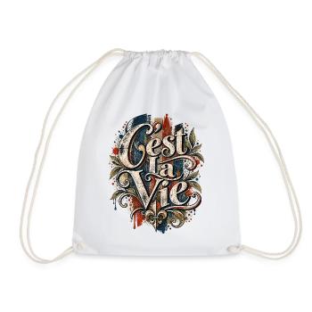 C’est La Vie – Vintage Frankreich Design - Turnbeutel - Weiß - Vorne