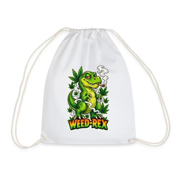 Weed-Rex Smoking Joint Cannabis Dinosaur Design - Turnbeutel - Weiß - Vorne