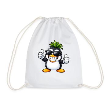 Cooler Pinguin mit Ananas Frisur - Turnbeutel - Weiß - Vorne