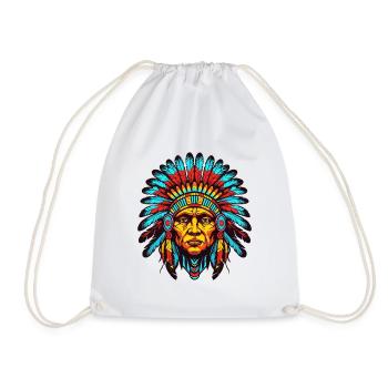 Bunter Indianerhäuptling Kopfschmuck - Turnbeutel - Weiß - Vorne