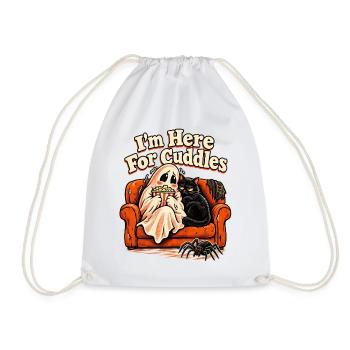 I'm Here For Cuddles Halloween Sofa Kater und - Turnbeutel - Weiß - Vorne
