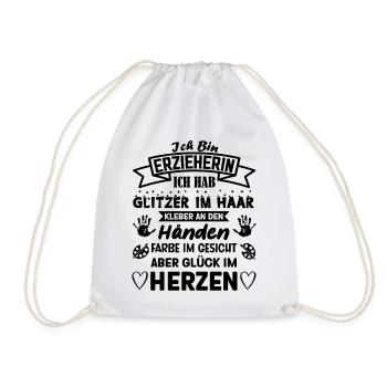 Ich bin Erzieherin ich habe Glitzer im Haar Spruch - Turnbeutel - Weiß - Vorne