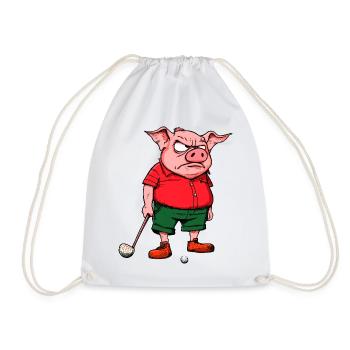 Schwein Golfspieler - Turnbeutel - Weiß - Vorne