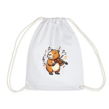 Capybara Geige Violine - Turnbeutel - Weiß - Vorne