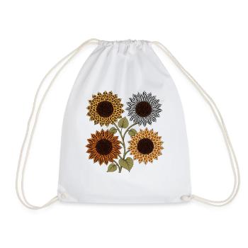 Boho Safari Sunflowers Leopard Zebra Tiger Giraffe - Turnbeutel - Weiß - Vorne
