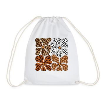 Boho Safari Blumen Leopard Zebra Giraffe Tiger - Turnbeutel - Weiß - Vorne