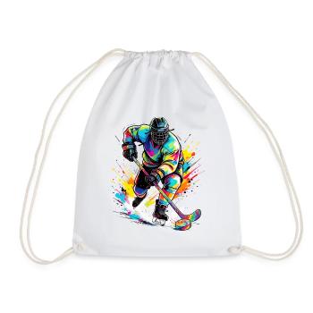 Eishockey Eishockeyspieler bunt - Turnbeutel - Weiß - Vorne
