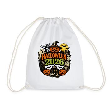Halloween 2026 Kürbis Kostüm - Turnbeutel - Weiß - Vorne