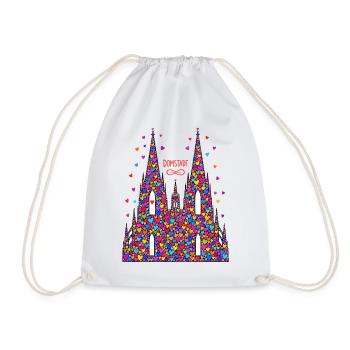 Kölner Dom mit Konfetti Karneval Fasching Köln - Turnbeutel - Weiß - Vorne