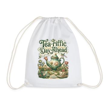 Tea-riffic Day Ahead Tee Liebe Teezeit Geschenk - Turnbeutel - Weiß - Vorne