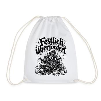 Festlich überfordert – Lustiger Weihnachtsstress - Turnbeutel - Weiß - Vorne