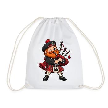 Schotte mit Dudelsack Kawaii Style – Kilt - Turnbeutel - Weiß - Vorne