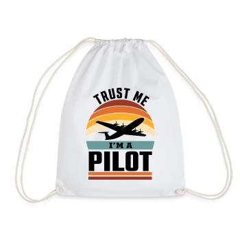Trust me I'm a Pilot with Airplane Flugzeug Pilot - Turnbeutel - Weiß - Vorne