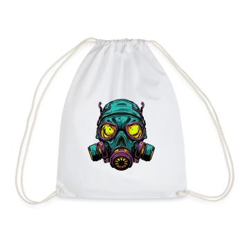 Neon Gasmaske Kopfdesign - Turnbeutel - Weiß - Vorne