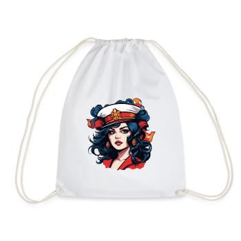 Retro-Sailor Pinup Porträt - Turnbeutel - Weiß - Vorne