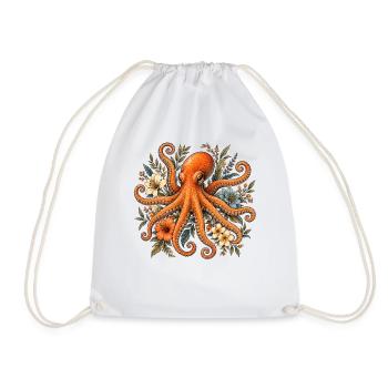 Boho Botanical Octopus - Turnbeutel - Weiß - Vorne