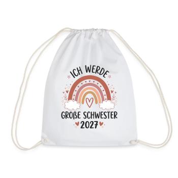 Große Schwester 2027 Boho Regenbogen - Turnbeutel - Weiß - Vorne