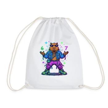 Cyberpunk Capybara Streetwear Zukunft Gamer - Turnbeutel - Weiß - Vorne