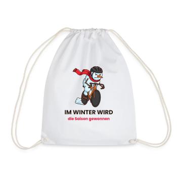Schneemann Rennrad Wintertraining - Turnbeutel - Weiß - Vorne
