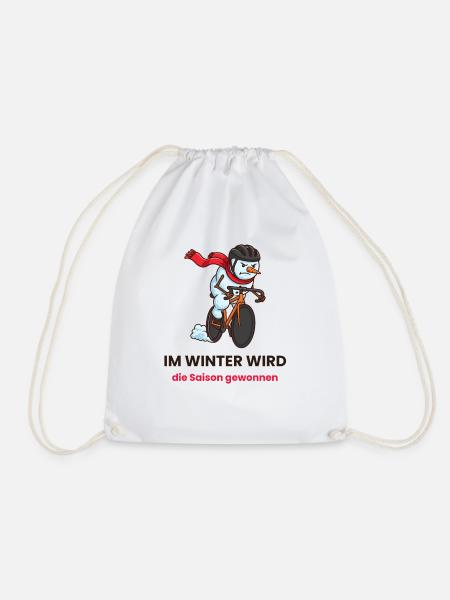 Schneemann Rennrad Wintertraining - Turnbeutel - Weiß