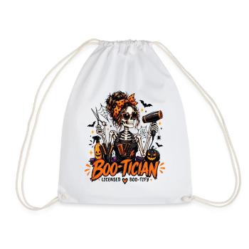 Boo-Tician Halloween-Friseurin Skelettfriseur - Turnbeutel - Weiß - Vorne