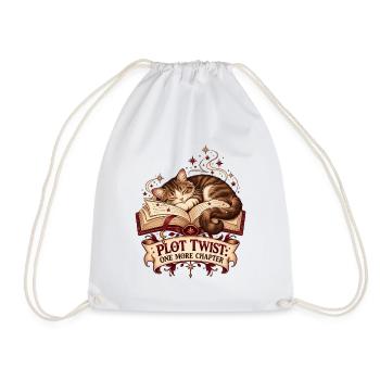Bücherkater – Katze & Bücher T-Shirt  - Turnbeutel - Weiß - Vorne