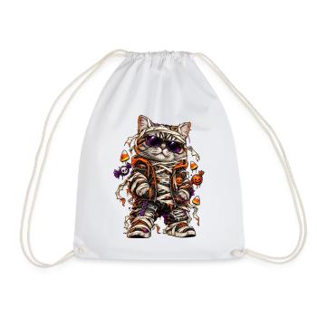 Halloween Mumienkatze mit Süßkram - Turnbeutel - Weiß - Vorne