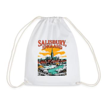 City Salisbury England Vintage Cathedral Skyline - Turnbeutel - Weiß - Vorne