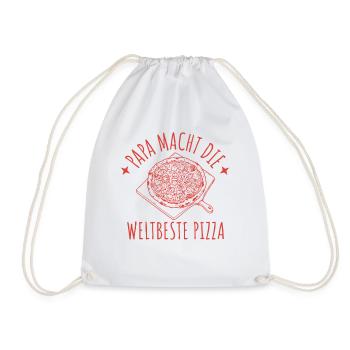 Papa macht die weltbeste Pizza Retro Pizzabäcker - Turnbeutel - Weiß - Vorne