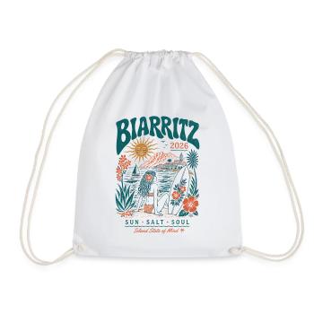 Biarritz 2026 Surf Insel Vibes - Turnbeutel - Weiß - Vorne