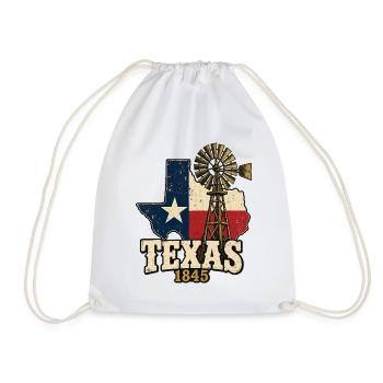 Texas Vintage Flagge Windrad 1845 - Turnbeutel - Weiß - Vorne