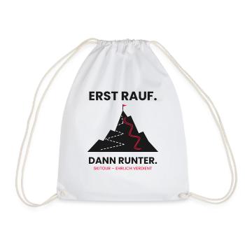 Erst rauf, dann runter | Skitour - Turnbeutel - Weiß - Vorne