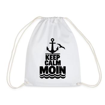 Keep Calm Moin – Maritimer Grunge Look  - Turnbeutel - Weiß - Vorne