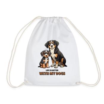 Entlebucher Sennenhund – Hunde Geschenk Idee - Turnbeutel - Weiß - Vorne