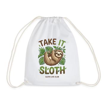 Take It Sloth – Gemütliches Faultier Geschenk - Turnbeutel - Weiß - Vorne