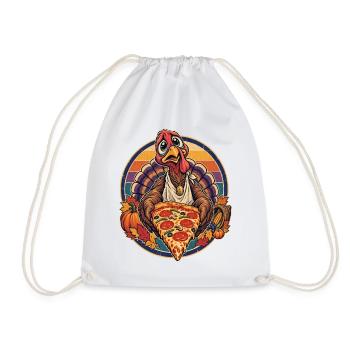 Thanksgiving Truthahn Pizza Familien-Spaß - Turnbeutel - Weiß - Vorne