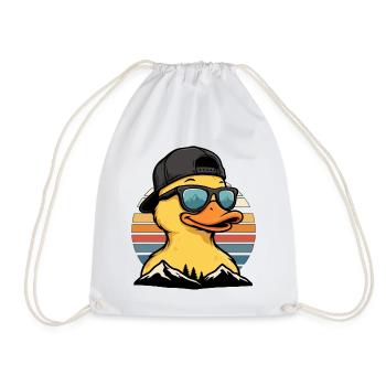 Retro Entenmotiv mit Sonnenbrille - Turnbeutel - Weiß - Vorne